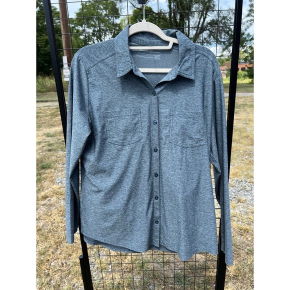 Eddie Bauer Womens Button Front Shirt Size Xtra Large Blue Long Sleeve - Picture 1 of 4